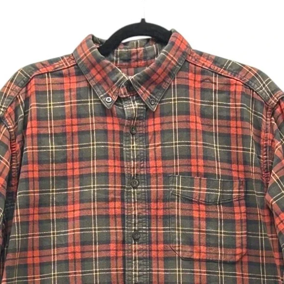 LL Bean Mens Flannel Shirt Mens Green Large - Picture 3 of 14